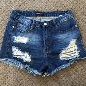 Distressed Denim Shorts